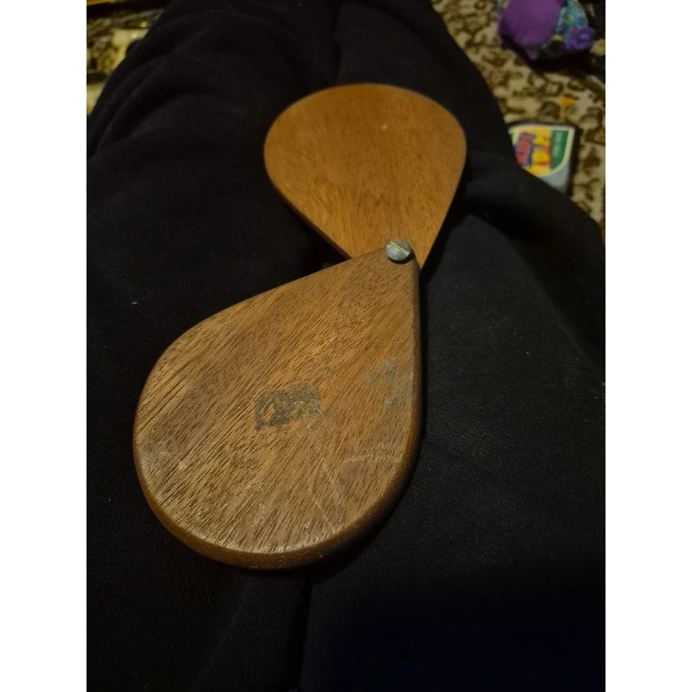 Wooden Folding Pocket Mirror Travel Natural Wood